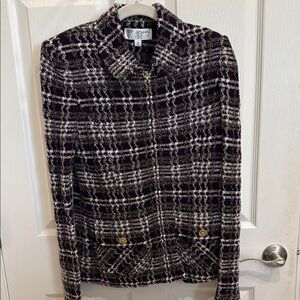 St. John Black and White Plaid Blazer
